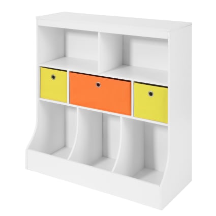 Étagère Rangement Jouets Enfants HOCSOK - 4 Tiroirs Tissu Blanc - Meuble Jeu Salon Chambre