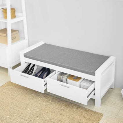 Sitzbank mit Stauraum und 2 Schubladen MDF Weiß