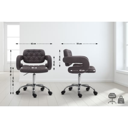 Taburete Giratorio HOMCOM Retro: Altura Ajustable, Con Ruedas Y Reposabrazos (silla De Oficina O Trabajo)