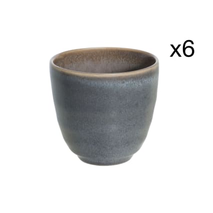 6er-Set Becher ohne Henkel aus Steingut, grau, 19 cl URBAN