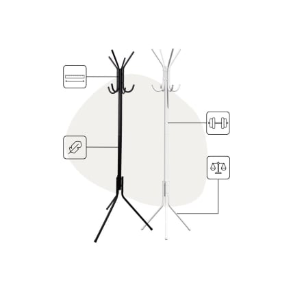 Porte-manteau Sur Pied Sunpple - Structure Métallique Noire, Design Minimaliste Pour Entrée Ou Bureau