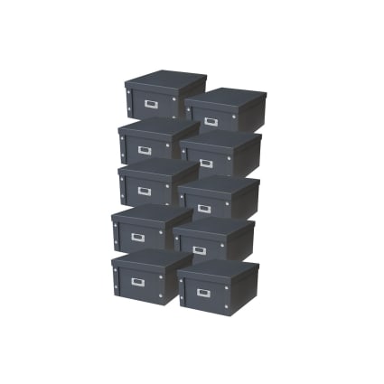 Set mit 10 Aufbewahrungsboxen aus schwarzer Pappe, 28 x 35 x 18 cm B&b home