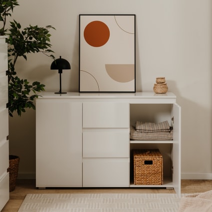 Sideboard 2 Türen 3 Schubladen Weiß - L120 cm Pretoria