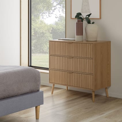 Commode 3 tiroirs l80 cm - effet bois clair Eden | Maisons du Monde Commode 3 tiroirs l80 cm - effet bois clair Eden | Maisons du Monde
