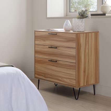 Hallowood Furniture Hereford Commode En Chêne Massif à 3 Tiroirs En Chêne Clair Massif Pour Chambre à Coucher, Salon Et Couloir, Meubles De Chambre à