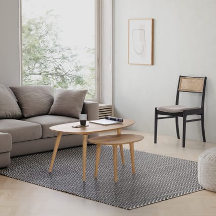 Table basse ronde en chêne massif huilé Curve (D.50xH.50cm