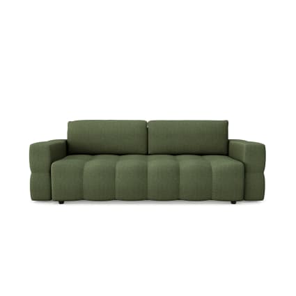 Canapé 4 Places Vert Foncé En Tissu Respirant - 250 X 188 X 76 Cm, Accoudoirs Plats, Pieds Coniques