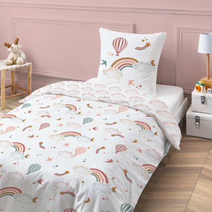 HOUSSE DE COUETTE RÉVERSIBLE BICOLORE BLEU MARINE 76 / BLANC 100% COTON LIT 150 | Leroy Merlin