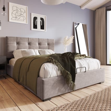 Letto con struttura in metallo velluto grigio contenitore 90x200cm
