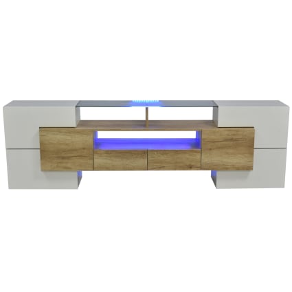 Eleganter TV-Schrank aus Glas mit LED-Beleuchtung, weiß