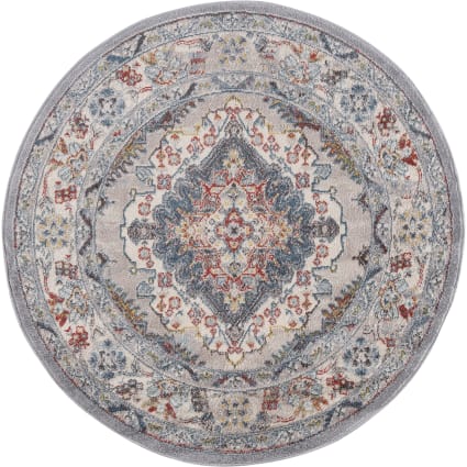 Runder Vintage-Orientalischer Teppich Mehrfarbig/Grau Ø 160 Jade