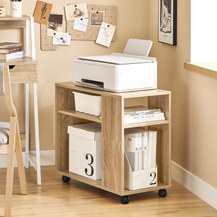 Comodino rovere tavolino salotto tavolino con ruote, 70x35x60 cm