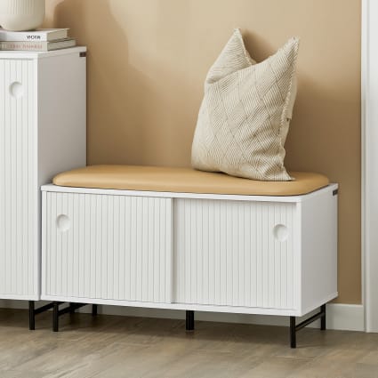 Panca Scarpiera 1050 x 350 x 503 mm, Panca da Ingresso con Contenitore Sollevabile e Cuscino Seduta e 3 Scomparti, Scarpiera Capacità di Carico 113,4 kg, per Corridoio Soggiorno, Nero | IT