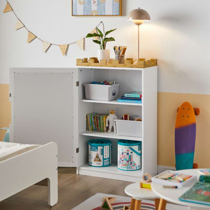 Kinderregal mit Tafel Kinderzimmer MDF Bambus Wei | Maisons du Monde
