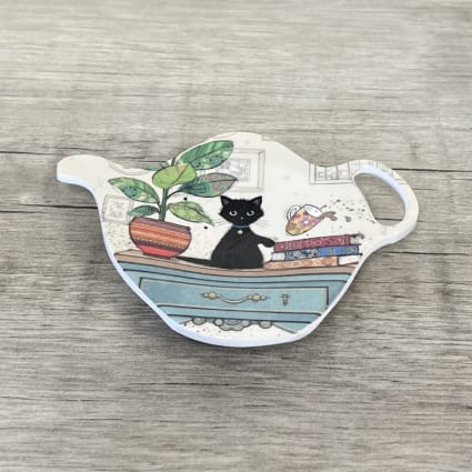 Repose Sachet De Thé Motif Chat Et Chaton Au Jardin - Accessoire Cuisine Mélamine Kiub