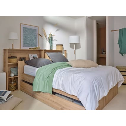 140 x 200 cm , Lit avec tête de lit rangement - avec LED et fonction de charge 140 x 200 cm , Lit avec tête de lit rangement - avec LED et fonction de charge