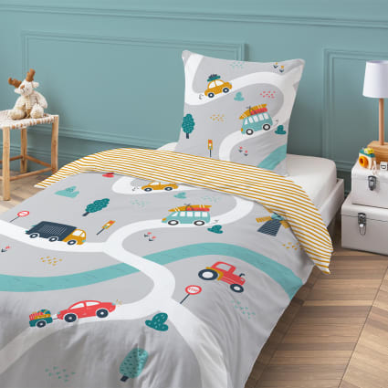 Parure De Lit Enfant Camion/Tracteur 140x200cm - 100% Coton OEKO-TEX