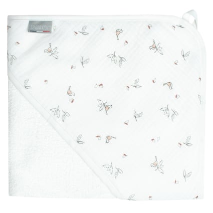 Interbaby Cape De Bain 400 GSM Coton Terry Modèle Indio Blanc - 100 X 100 Cm Avec Capuche Pour Bébé