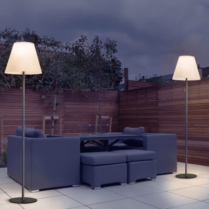 Solar-Stehlampe mit wiederaufladbarem Akku und grauer Struktur H158 cm Zenda