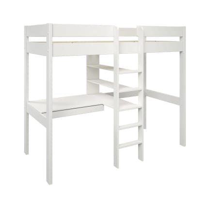Lit Mezzanine Escalier Adulte 1 place 90x190 cm avec Matelas Naolo