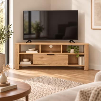 Eck-TV-Möbel 1 Schublade Eiche Dekor - L120 cm