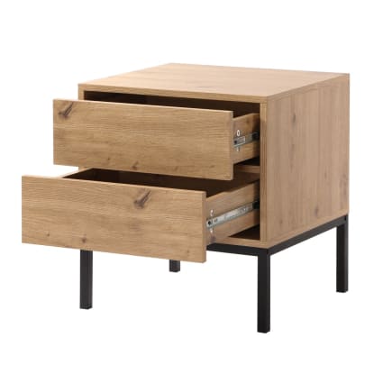 Comodino Monica Legno 50x40x55 Cm – 2 Cassetti, Stile Nordico, Melamina Rovere, Facile Da Montare