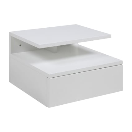 Chevet suspendu en bois 1 tiroir 1 niche blanc Aslan
