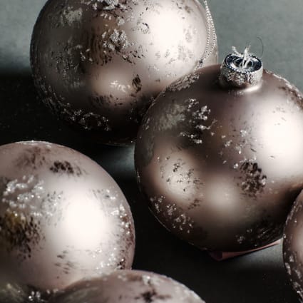 Weihnachtskugel dekorativ glitzernd und matt aus Glas D10, Grau Noël
