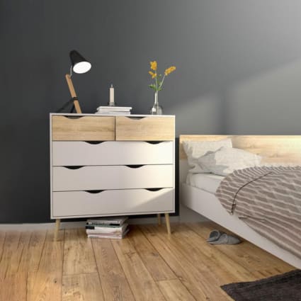 Walker Edison Cassettiera Moderna 6 Cassetti In Legno Di Pino Massello, 145 Cm, Per Camera Da Letto, Colore Bianco, Legno Da Foreste Rinnovabili - 5