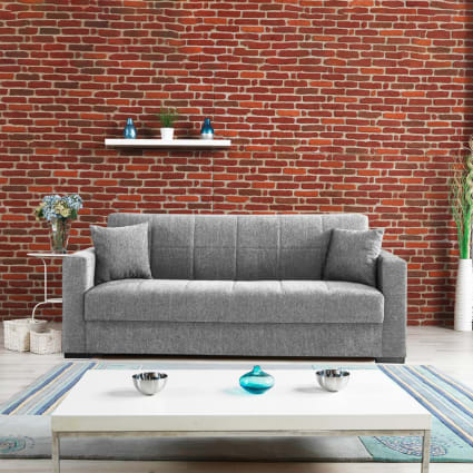 Divano letto matrimoniale contenitore tessuto cm 210x80 90h grigio