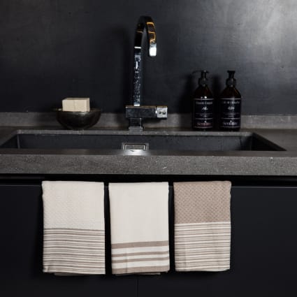 Set Asciugamani Da Cucina E Strofinacci In Cotone, Grigio, 33x73 Cm + 33x33 Cm