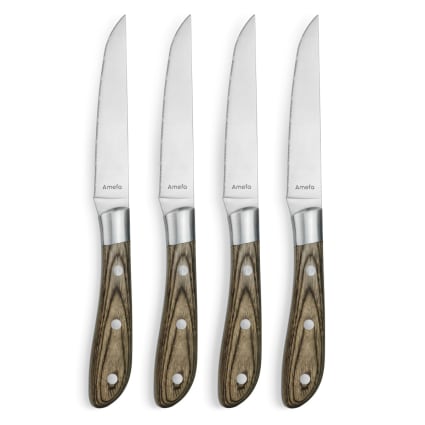Set di posate in legno con coltello, forchetta e tovagliolo