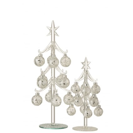 Albero di Natale Artificiale Alto e Stretto con Base Rimovibile 210cm - Argento