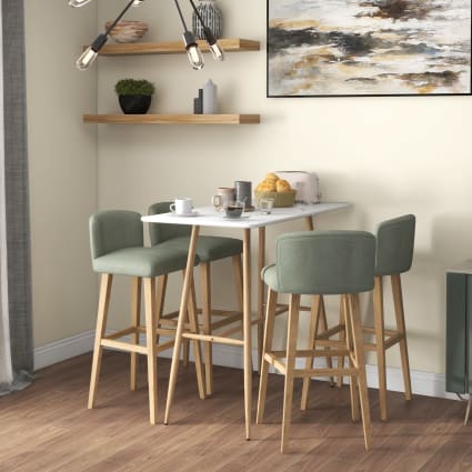 Table De Bar Blumfeldt Erskine 110cm Bois Massif - Table Haute Bistro Avec 3 Étagères Réglables Table De Bar Blumfeldt Erskine 110cm Bois Massif - Table Haute Bistro Avec 3 Étagères Réglables