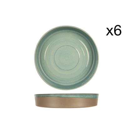 6er-Set tiefe Teller aus Steingut, blau, D24 cm BASALT