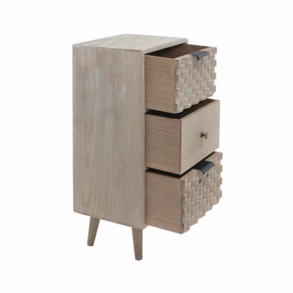 Comodino 2 cassetti con piedini, legno massello eleganza classica