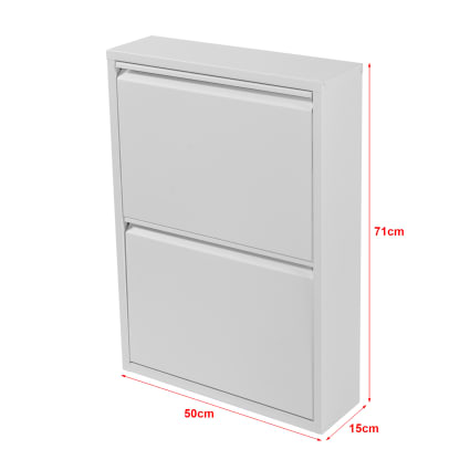 Schuhschrank aus Metall 71 x 50 x 15 cm, in Weiß SOKNDAL
