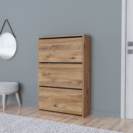 Schuhschrank in Holzoptik 110 x 74 x 24 cm, in Naturfarbe AURSKOG