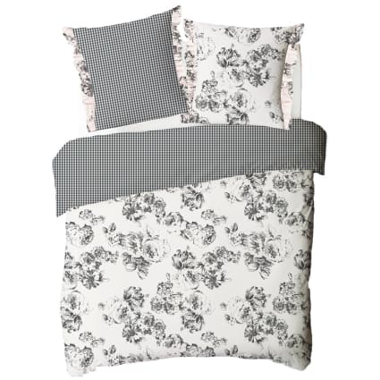 Housse De Couette Rétro Fleurie 240x260 Cm + 2 Taies - Microfibre Douce, Lavable Machine, Parure De Lit 2 Personnes - 5