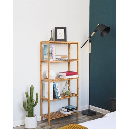 Étagère De Salle De Bain En Bambou NATURAL Kipit - 98x41.5x25.5cm, Beige, Design Scandinave, Neuve