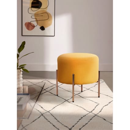 Pouf a scomparto rotonda in velluto AKORD PORTO colore Nero