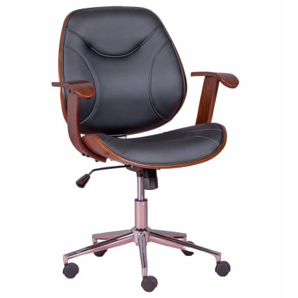 Sedia da ufficio di design con struttura in legno, nero Nordic