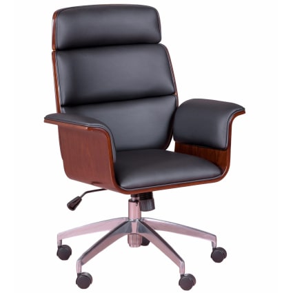 Sedia da ufficio per dirigenti in legno scuro, nero Nordic s