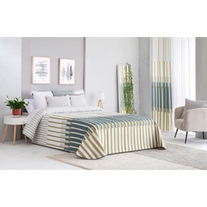 Colcha Bouti acolchada relleno 100 gr cama 135 verde ALAVA