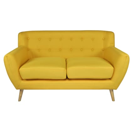 VidaXL Divano A 2 Posti In Tessuto Giallo – Stile Scandinavo, Struttura In Legno, 113x67x73,5 Cm, Per Soggiorno