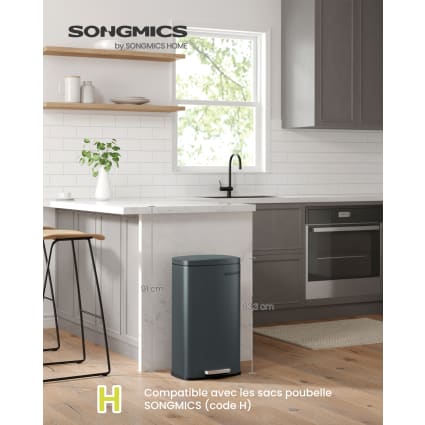 Poubelle Soft-close 12L Poubelle Cuisine Pédale Acier Inox Velaze