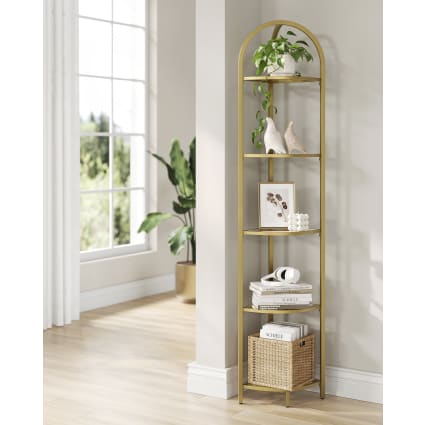 Étagère D'angle HOOBRO 5 Niveaux - Style Industriel - Métal Et Bois - 115 Cm