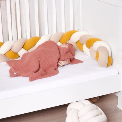 Tresse Pare-chocs De Lit Bébé - 4 Mètres, Coton élastique, Doux Et Respirant, Protection Pour Berceau