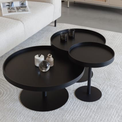 Table D'appoint Ronde En Forme De C – Bois Noyer Et Acier – ZOYIZEN – Petite Table Basse