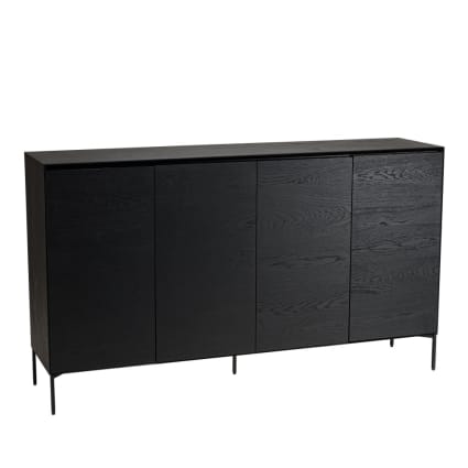 Sideboard schwarz 4 Türen 6 Regale Füße Metall schwarz Maxendre
